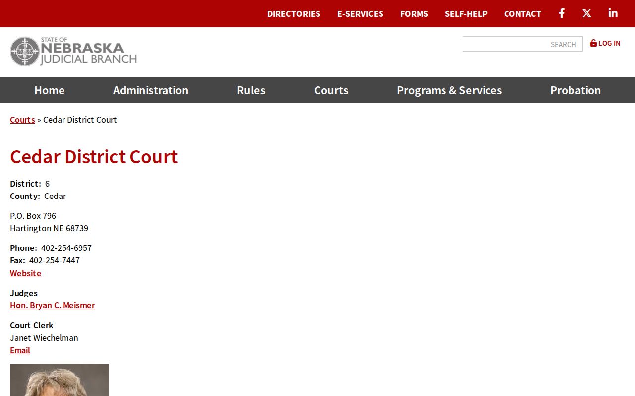 Cedar County warrant search and District Court records