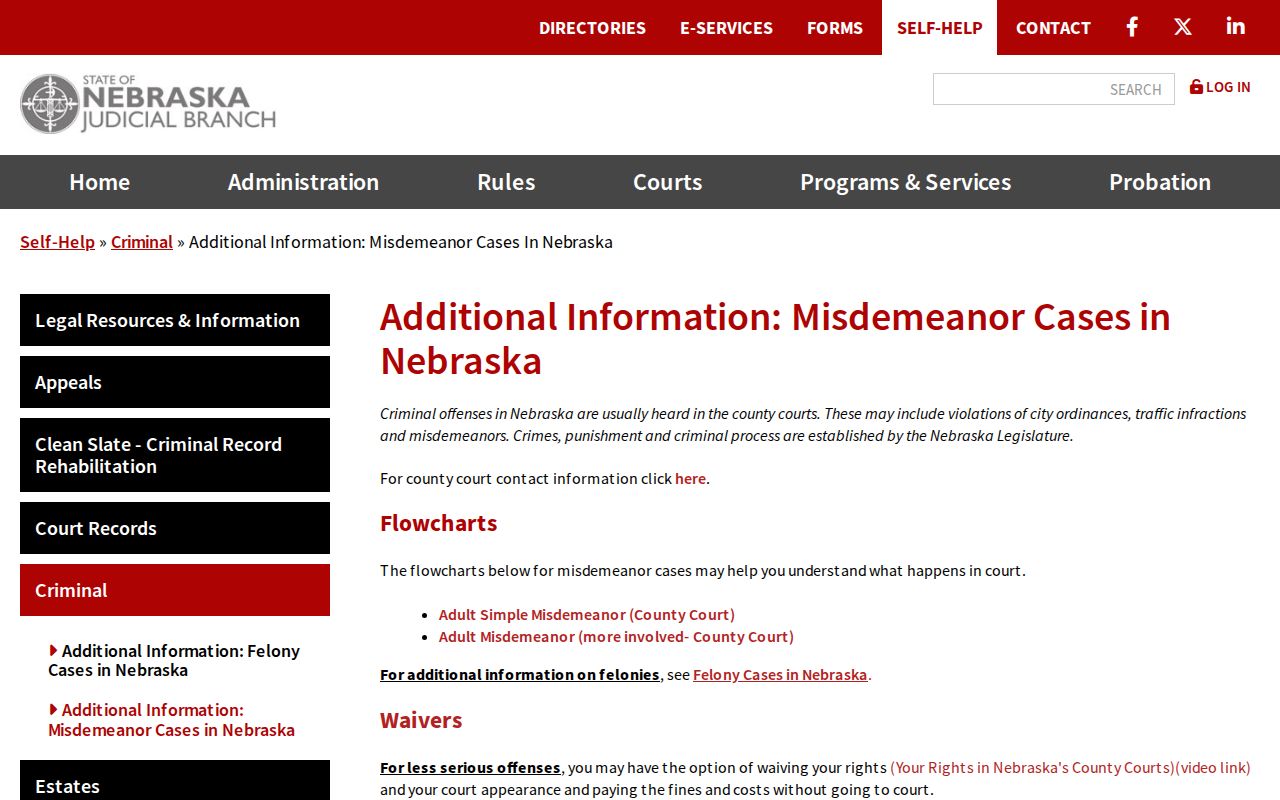 Cedar County warrant search and Nebraska misdemeanor guidance