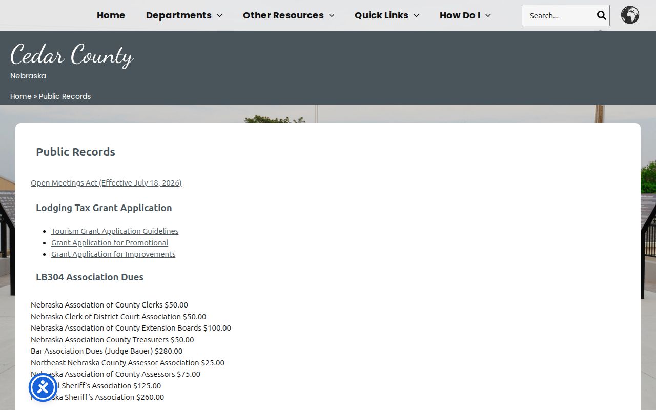 Cedar County traffic warrant public records access