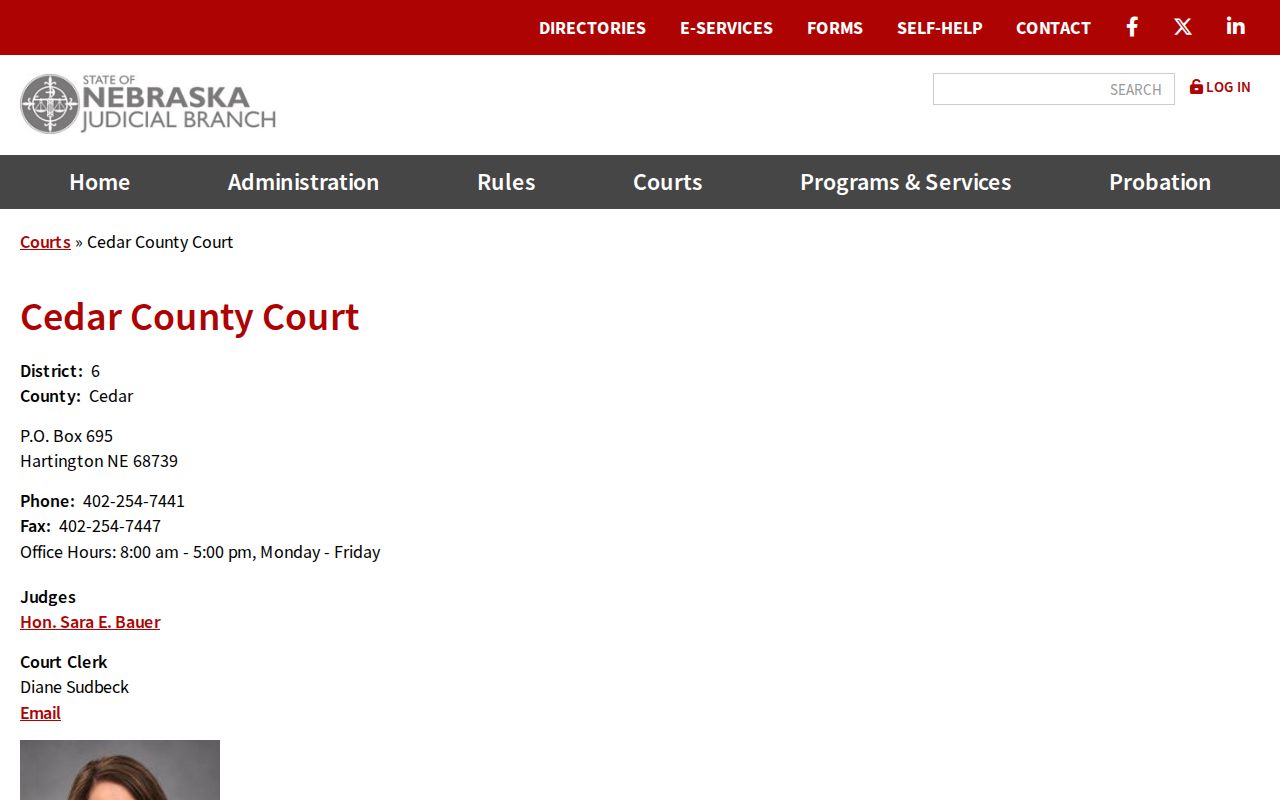 Cedar County warrant records County Court image